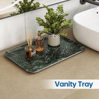 Vanity Decorative Tray, 12" x 8" Green Marble Pattern Perfume Tray, Bathroom & Countertop Organizer for Soap, Jewelry, Candle