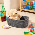Small Storage Baskets for Organizing | Closet Organizer Bins | Shelf Toy Basket | Woven Rope Baskets | Cube Decorative Box | Shallow Basket | 11.5x7.5x4.7” | 4 Packs Dark Gray