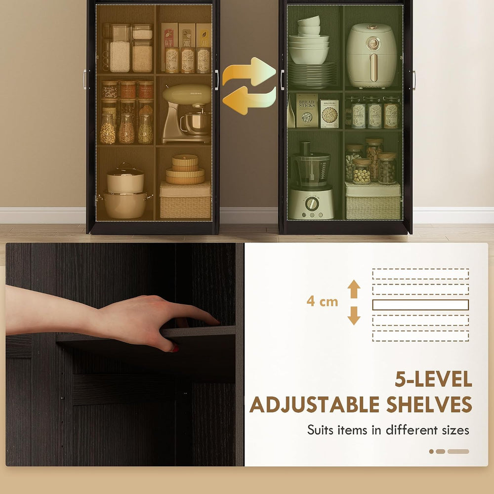 HOMCOM 71" Tall Kitchen Pantry Cabinet with 4 Adjustable Shelves Espress...