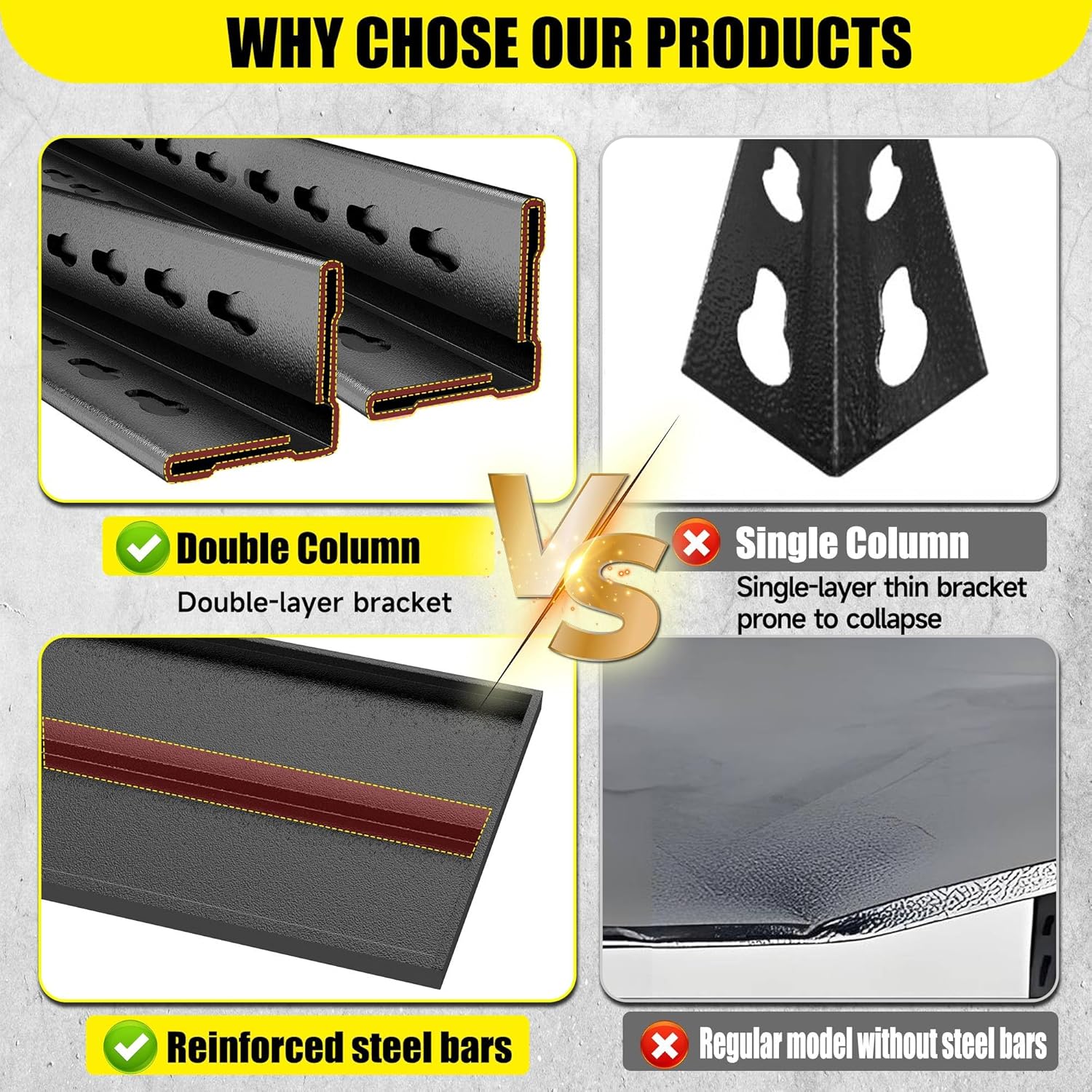Storage Shelves, Garage Metal Shelving Unit, Adjustable, Double-Layer Column with Reinforced Ribs, Heavy-Duty, Capable of Bearing 600-3600 lbs (Black, 45''W*20''D*77''H, 6-Tier)