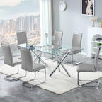 AZmac Modern Leather Dining Chairs Set of 8,Armless Kitchen Chairs,Dining Room Chairs with Upholstered Padded Seat and Sturdy Chrome Legs for Dining Room,Kitchen (Set of 8, Warm Grey)