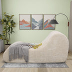 Rattaner Corduroy Chaise Lounge Chair Couch Indoor Boneless Oversized High-Density Sponge Soft Sofa for Yoga, Khaki