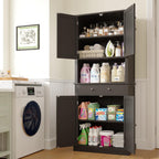 Apicizon 71’’ Tall Kitchen Pantry Storage Cabinet, Modern Kitchen Hutch Bar Cabinet with Microwave Stand & 3 Adjustable Shelves, Cupboard with Deep Drawer, Wood Buffet Sideboard for Dining Room, Black