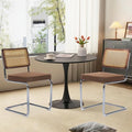 3-Piece 31.5" Round Dining Table Set for 2 with Upholstered Chairs – Space-Saving Modern Small Kitchen Cafe Bistro Set(Coffee Linen Chair)