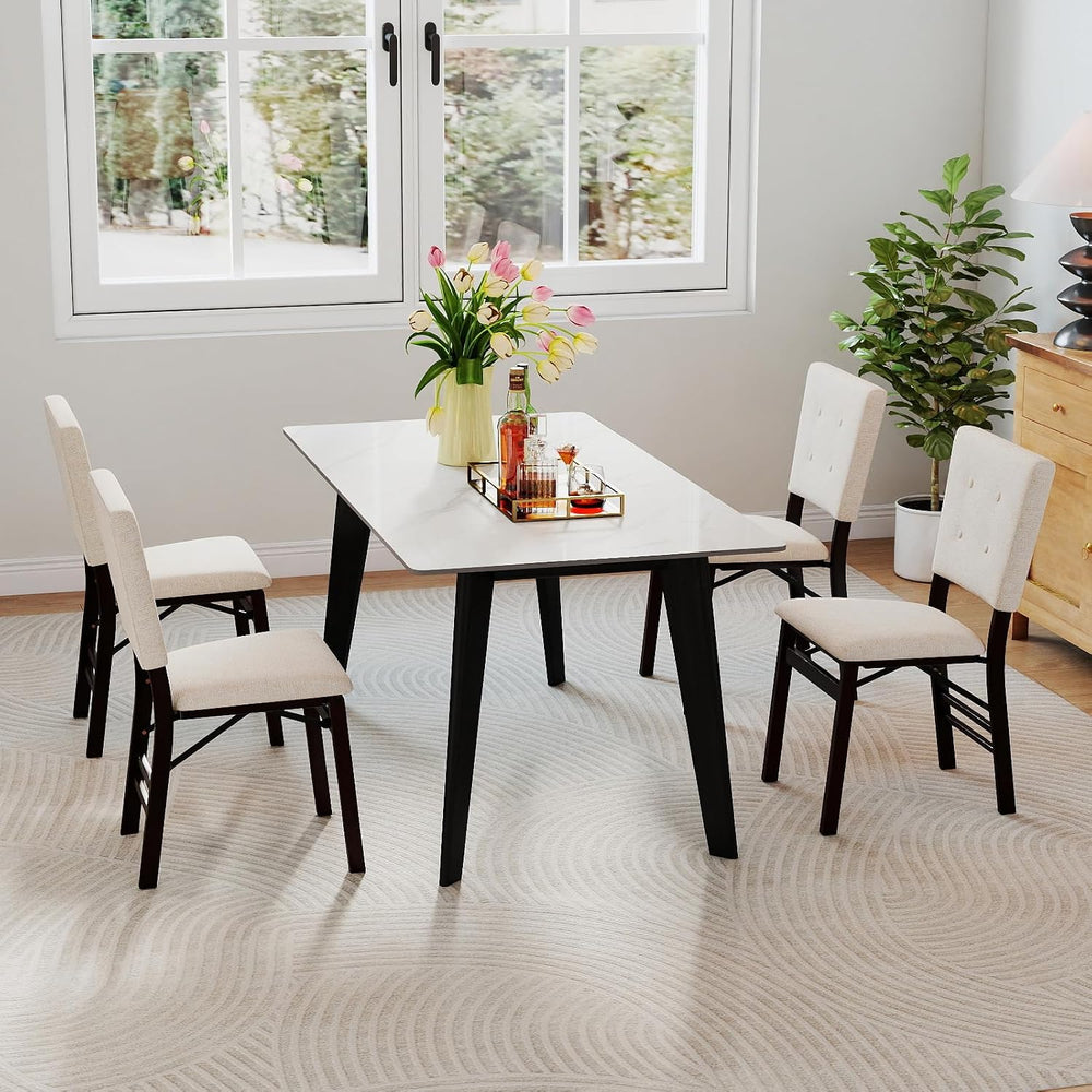 Giantex Folding Dining Chairs Set of 2, Armless Kitchen Chair w/Padded Seat &...