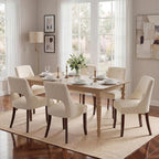 UVV Wooden Dining Chairs Set of 4, Mid Century Modern Fabric Upholstered Dining Room Chair Kitchen Chairs, Farmhouse Dinner Chair with Solid Wood Legs for Kitchen Dining Room, Beige