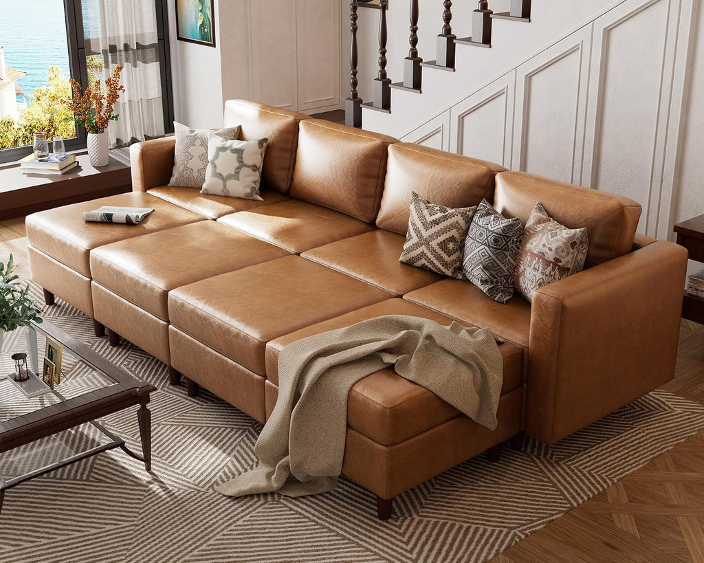 Sofa Modular Sectional Faux Leather Sectional Sofa Module Brown