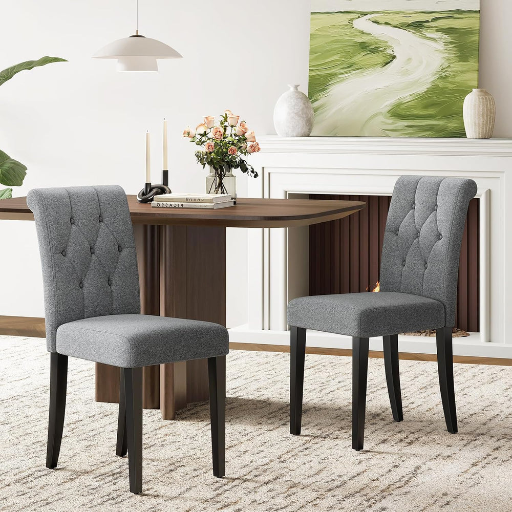 Welzona Upholstered Dining Chairs Set of 4, Button Tufted Parsons Dining Chai...