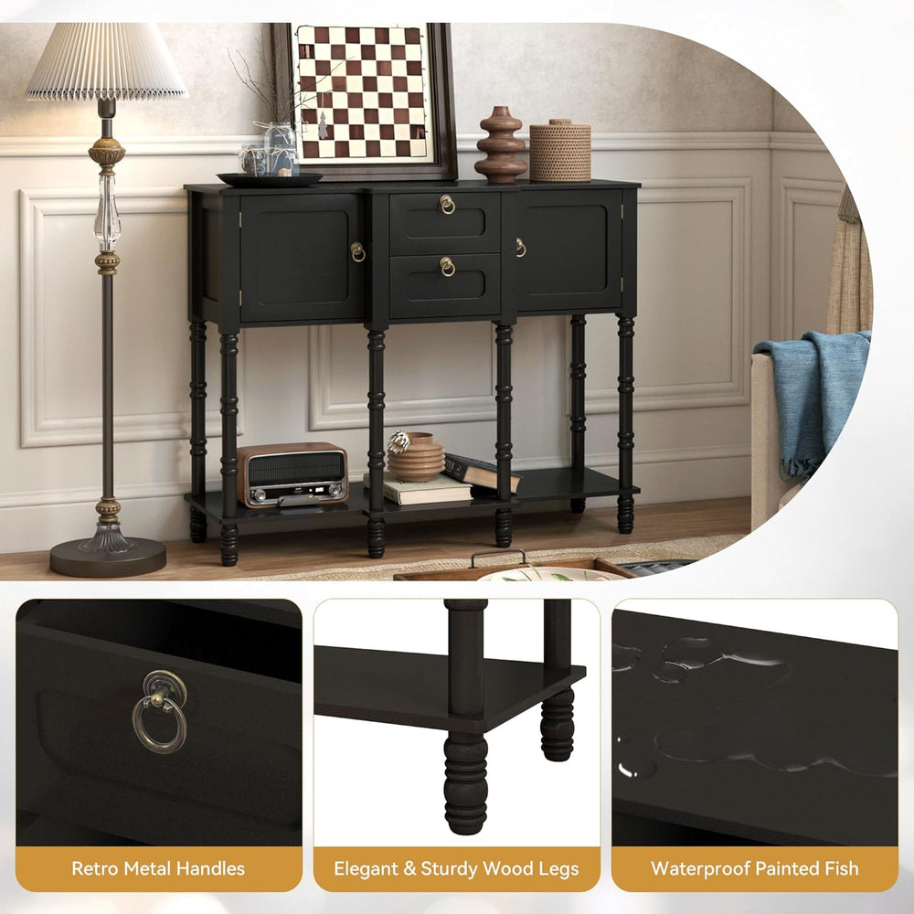 Mid-Century Modern Console Table with 2 Drawers& Doors for Entryway | Ret...