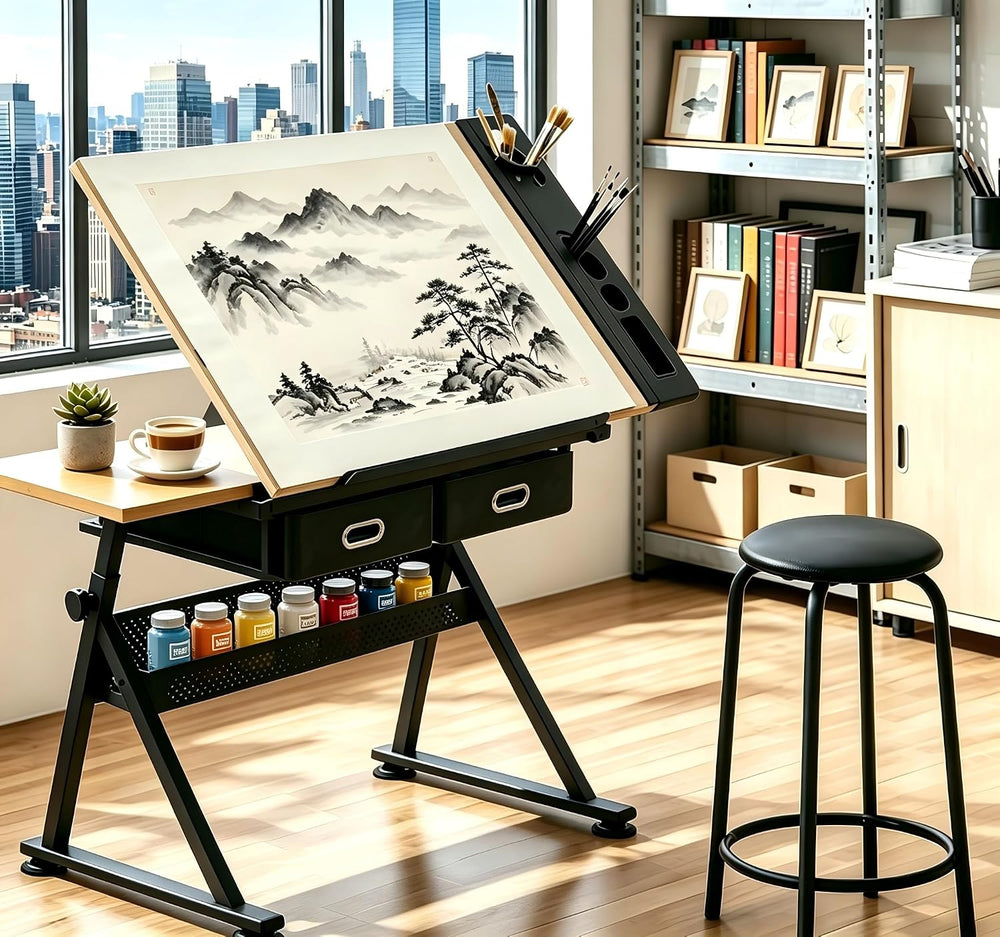 Garvee Height Adjustable Drafting Table, 0-75° Tilting Tabletop | Drawing Tab...