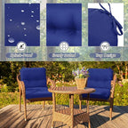Geetery Outdoor Chair Cushions Set of 4 for Patio Lawn Furniture Wicker Rocking Dining Chairs 42x21x4 Inch High Back Seat Pads Replacement with Ties Weather-Resistant Fade-Resistant Indoor(Navy Blue)