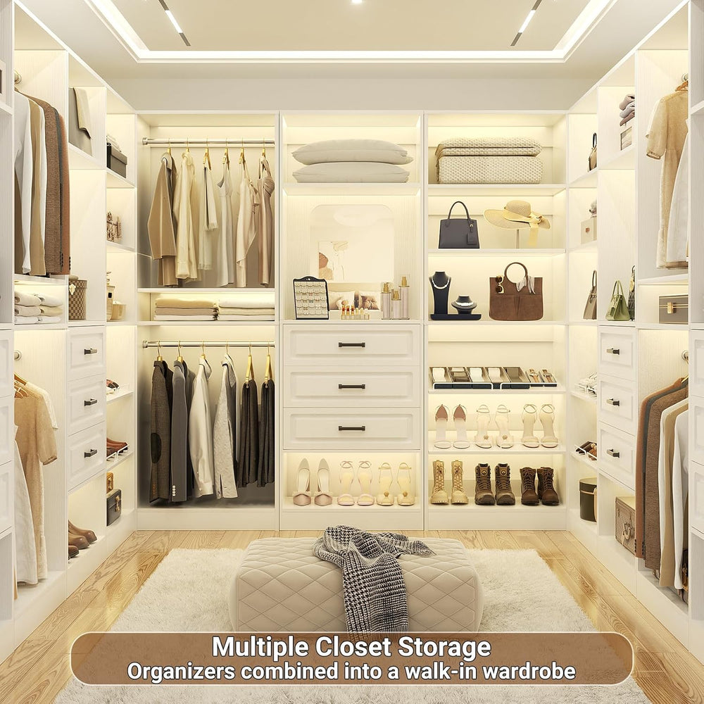 Unikito 25" Closet System with 3 Drawers and Mirror, Wardrobe, White | F...