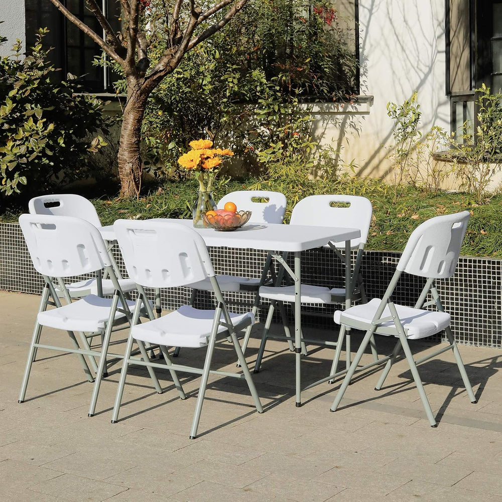 Lakhow 4FT Folding Table,3-Level Adjustable Height Heavy Duty Plastic Utility...