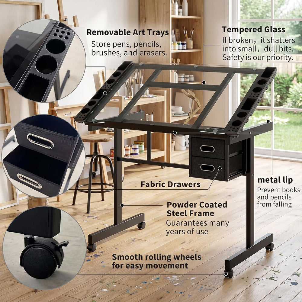 XEW Adjustable Drafting Table Desk Without Stool – Multi-Functional Art Desk ...