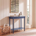 SAFAVIEH Furniture - Tinsley Rectangle Console Table - Blue - Solid Wood - Farmhouse Turned-Leg Design - Ideal for Entryway, Living Room, Hallway, 28" W x 11.75" D x 28" H (CNS5724F)