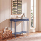 SAFAVIEH Furniture - Tinsley Rectangle Console Table - Blue - Solid Wood - Farmhouse Turned-Leg Design - Ideal for Entryway, Living Room, Hallway, 28" W x 11.75" D x 28" H (CNS5724F)