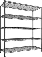 45 "W Storage Shelves 5 Tier Wire Shelving Unit Adjustable Metal Shelving Wire Shelf Pantry Shelves Wire Commercial Rack for Closet Kitchen Pantry Utility Room Garage 45" Wx 13.5" Dx70.5 H Black