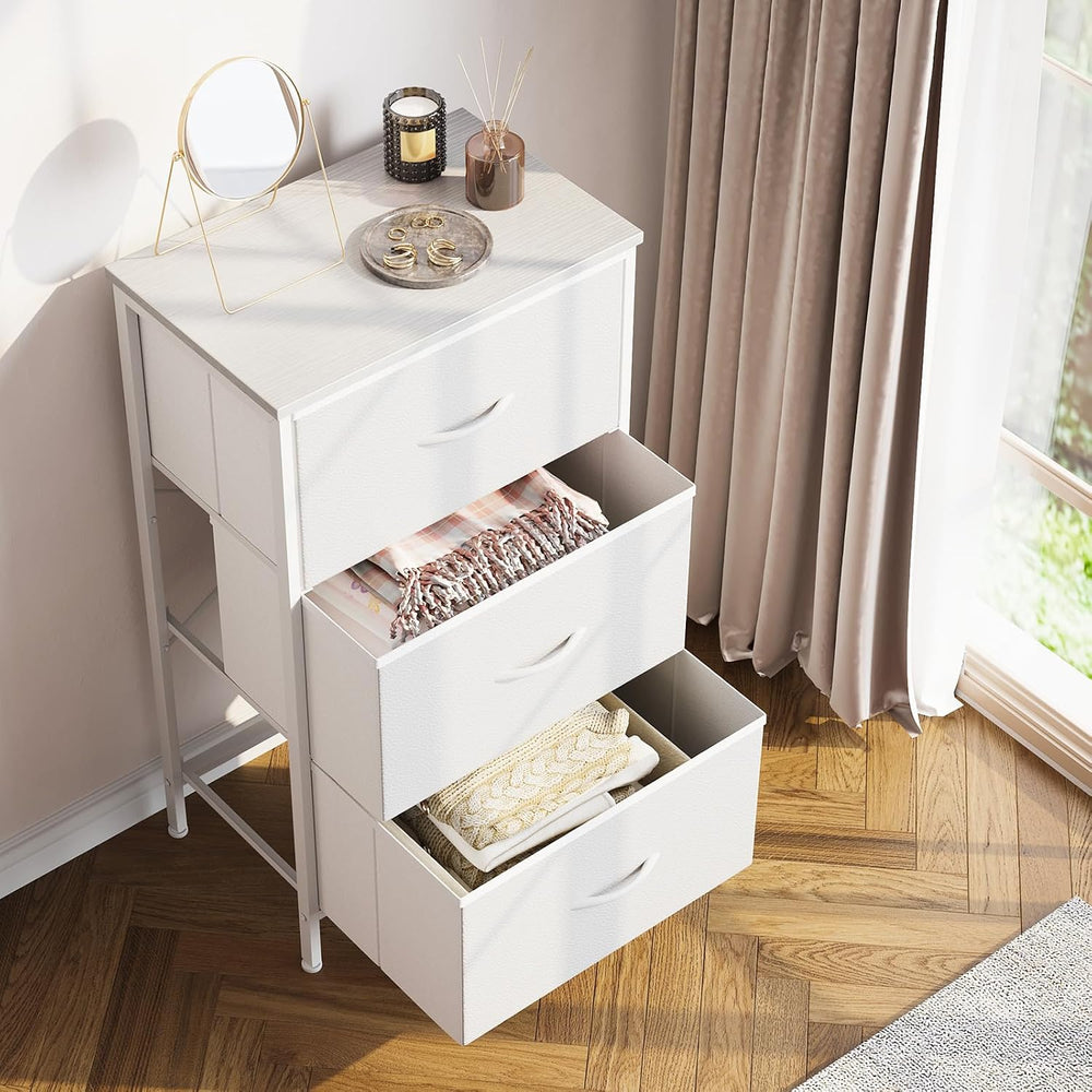 AODK Small Dresser for Bedroom Nightstand with 3 Storage Drawers, White | Che...