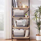Storage Baskets for Organizing, Woven Baskets for Shelves, Rectangle Decorative Organizer for Storage Clothes, Toy, Books, Towels Nursery Bins 3 Pack (Gradient Grey, 14.17"x9.85"x9.45")