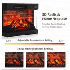 Naice 72" Electric Fireplace with Mantel and Cabinets, Fireplace TV Stand for TVs up to 80", LED Light & Power Outlet, 3-Side Glass Realistic Flame Insert Heater for Living Room Bedroom