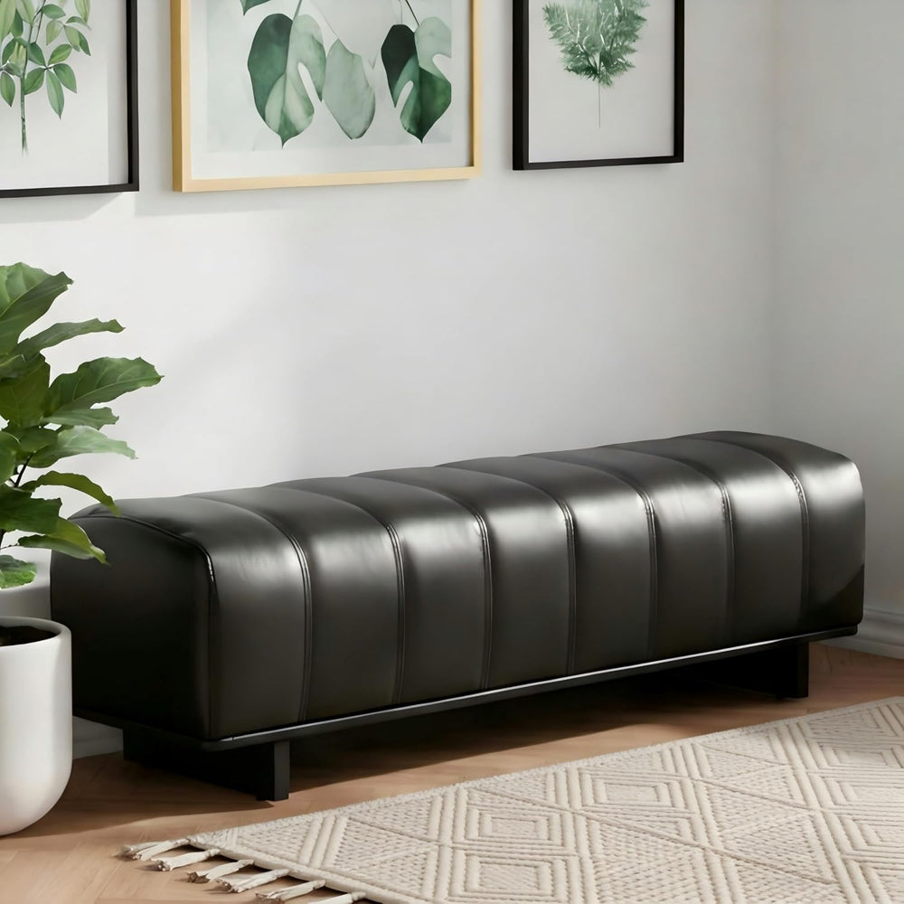 Christopher Knight Home Lamie Faux Leather Upholstered Dining Bench, Wooden E...
