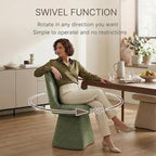 Swivel Dining Chairs Set of 2, Upholstered Mid Century Modern Deskchair with High Back, Linen Fabric Kitchen Chairs for Dining Room, Bedroom, Dressing Room, Green