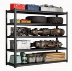 Garage Shelves,14-48''W Heavy-Duty Storage Shelves, Double-Layer Uprights, Thickened Shelves, Waterproof &Rustproof, Suitable for Indoor & Outdoor Use. (BLACK, 5TIER 45''W*16''D*72''H, 5-TIER)