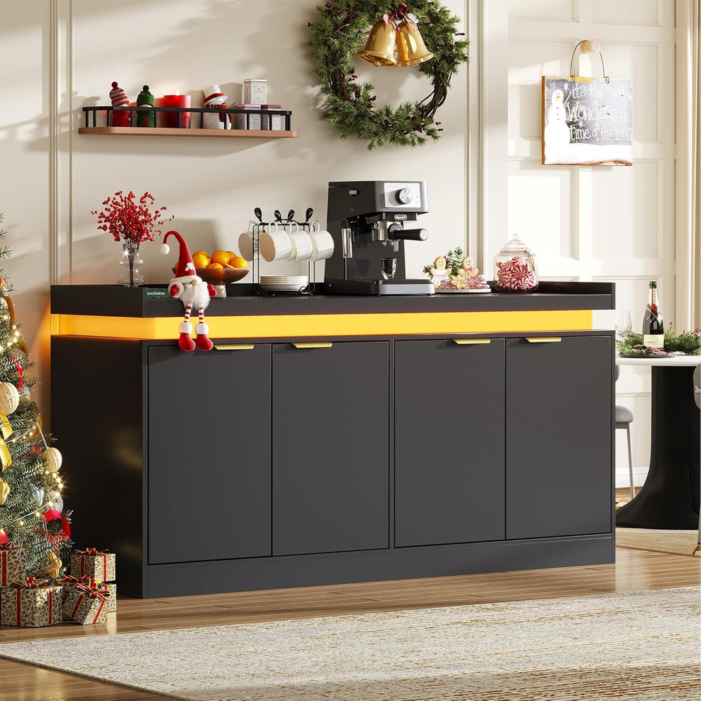 UNIQUITE 63" Sideboard Buffet Cabinet, Kitchen Buffet Cabinet Storage Ca...