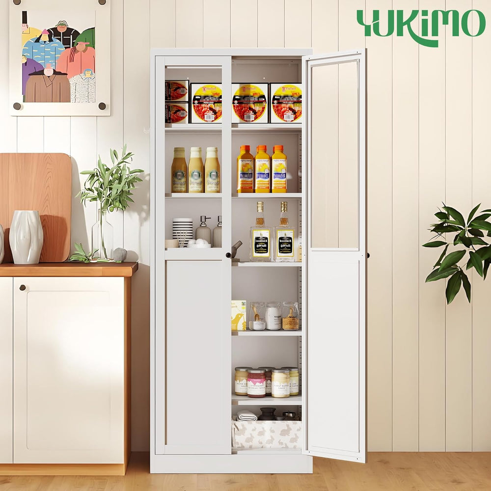 Kitchen Pantry Cabinet, 72" Tall Farmhouse Storage Cabinet, Kitchen Stor...