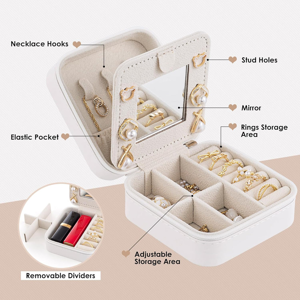 Birthday Gifts for Women: Initial Jewelry Box & Small Travel Jewelry Organizer for Wife, Girlfriend, Bridesmaid or Graduation Gifts