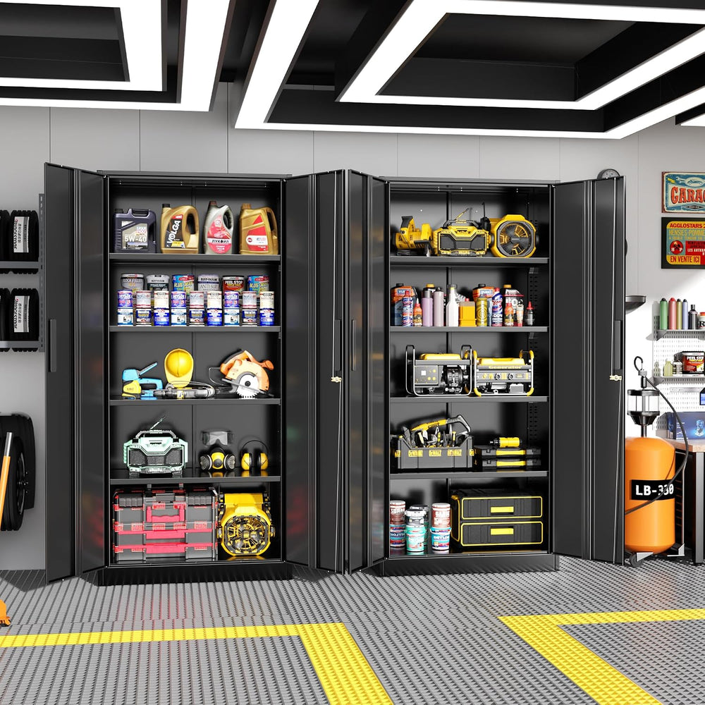 Greenvelly Metal Storage Cabinet with Lock, Steel Garage Storage Cabinet with...