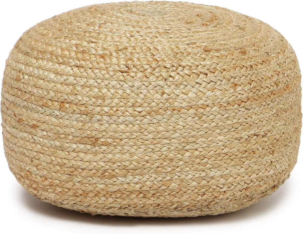 · REDEARTH · Jute Circular Low Pouf Ottoman - Boho Foot Stool - Natural | Jut...