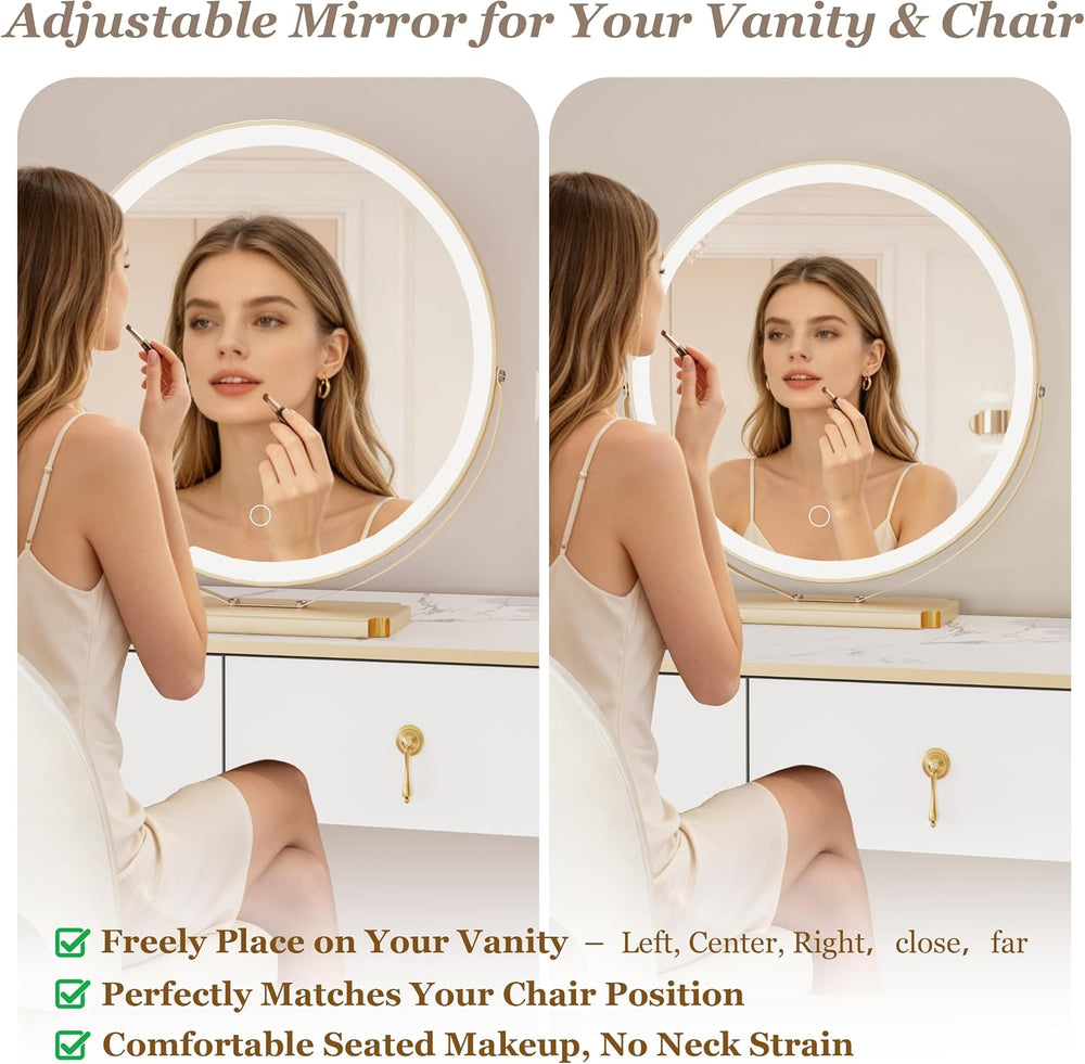 Royal Windsor Vanity Desk with LED Mirror & Chair, Flexible for Bedroom |...