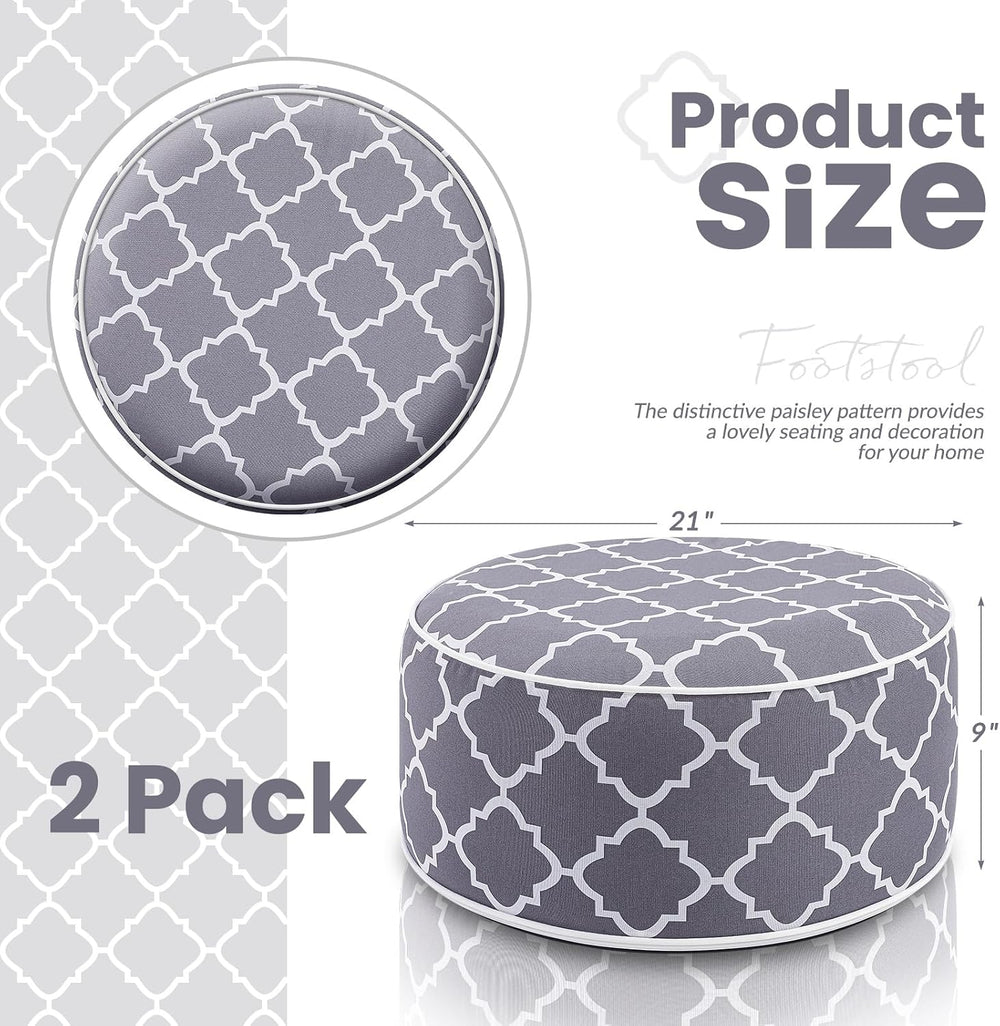 Juexica 2 Pack Inflatable Outdoor Ottoman Pouf Waterproof Round Footrest with...