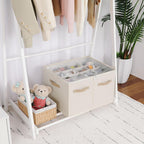 Shoe Organizer for Closet 2 Pack, Foldable Shoe Box with Adjustable Dividers and Clear Cover, Space Saving Shoe Storage Organizer Cabinet with Reinforced Handles, Fits 32 Pairs Beige TP12Y