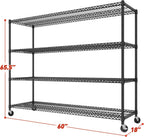 REIBII 60''W Storage Shelves 2399LBS Wire Shelving with Wheels Garage Shelving Heavy Duty Metal Shelves for Storage Rack Adjustable Shelf for Commercial Garage Kitchen, 60" W x 18" D x 65.5" H