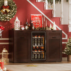 AHB Wine Bar Cabinet with Mini Fridge Space, Liquor Coffee Cabinet with Hidden Trash Cabinet, Buffet Sideboard for Living Room, Kitchen, Dining Room