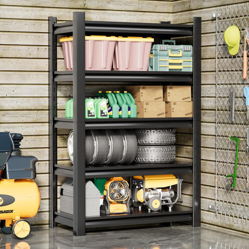 2 Sets Metal Garage Shelving Unit,78"H Heavy Duty 5-Tier Adjustable Storage Rack,16"D x 40"W x 78"H Steel Shelving,3000 lbs Industrial Shelves for Heavy Tools and Equipment,Ideal for Garage, Basement