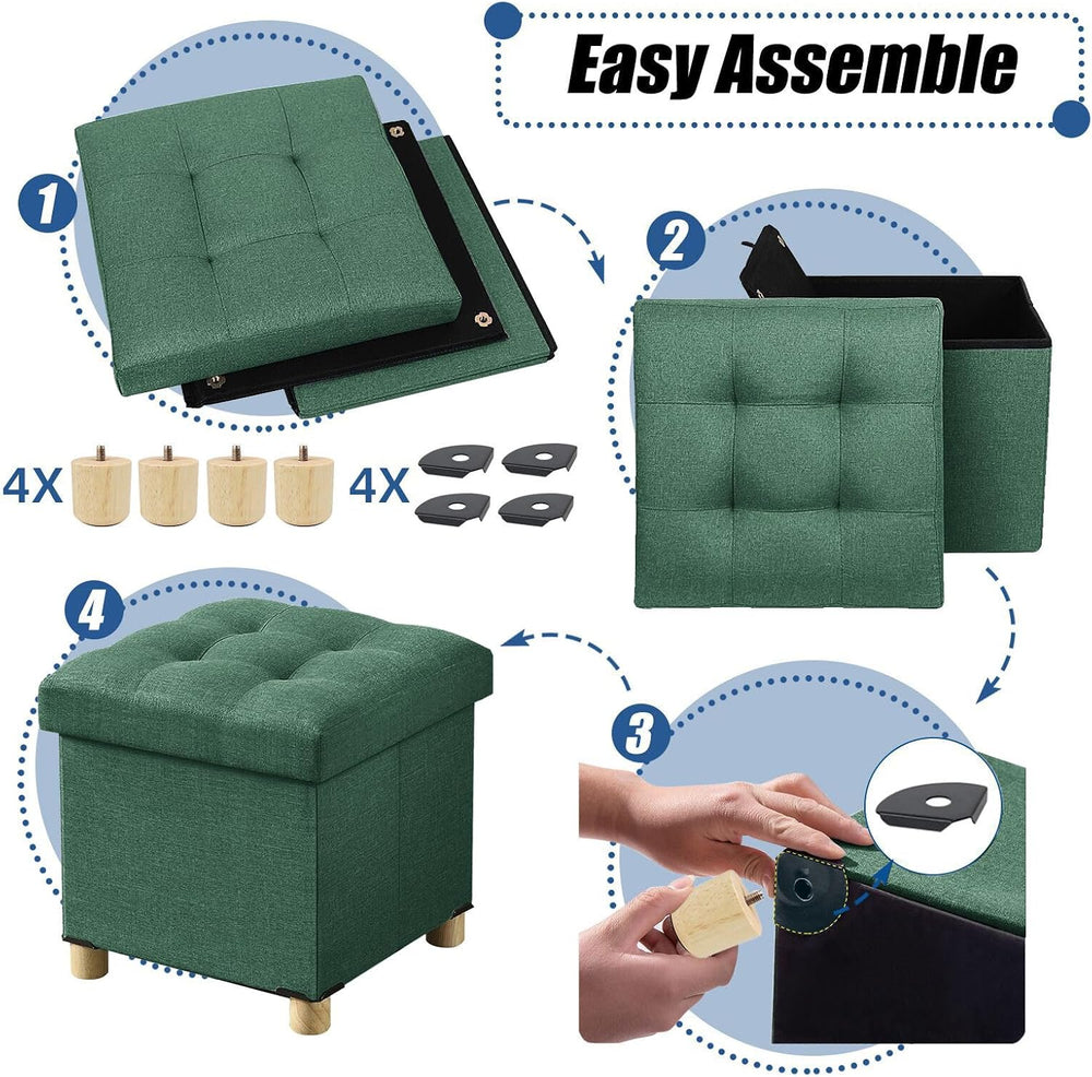 BRIAN & DANY 15 Inches Ottoman with Storage, Square Small Storage Ottoman...