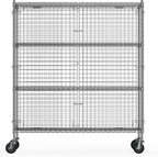 24" W x 60" L x 69" H Heavy Duty Utility Commercial Grade Metal Storage NSF Unit | Chrome Mobile Security Wire Cage Kit