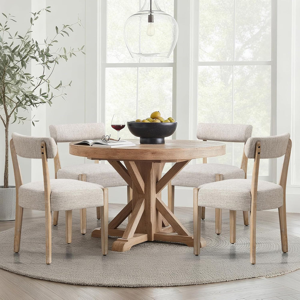 ZJhome Dining Chairs Set of 4,Mid Century Modern Dining Chair Set - Linen Uph...