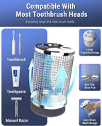 Toothbrush Holder Stand for Bathroom, 304 Stainless Steel Ventilated Organizer for Countertop with Slots for Electric Toothbrushes & Toothpaste, Family Size Tooth Brush Holder