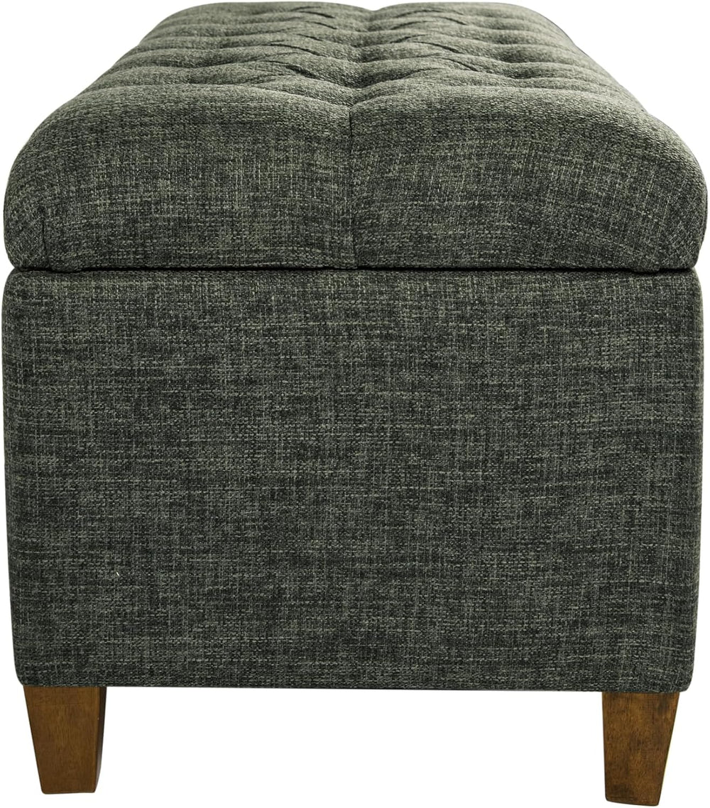 HomePop Ainsley 40" Storage Ottoman Bench - Green Clover Fabric