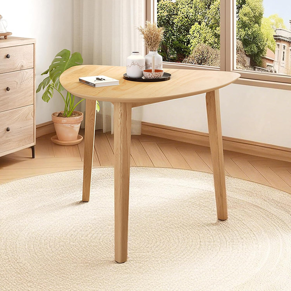 Triangular Wood Table - 35.91" Modern Space-Saving Geometric Side Table ...