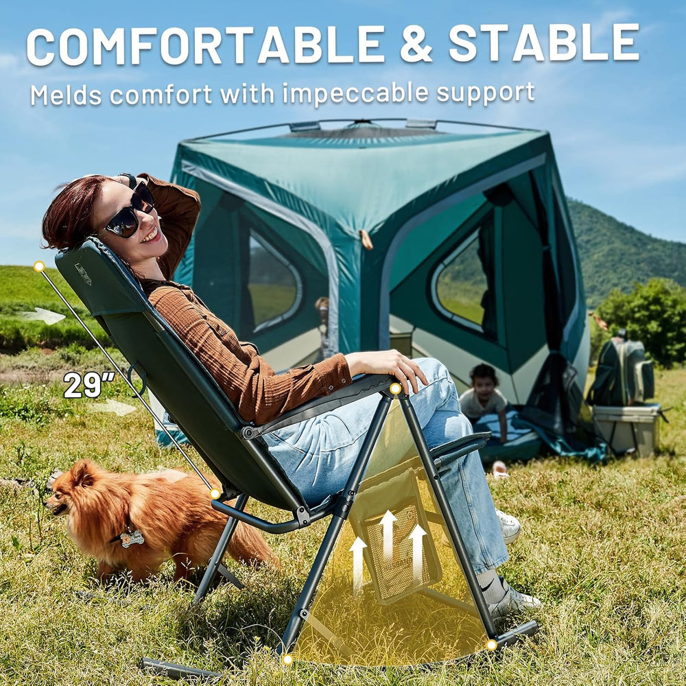 Timber Ridge 3-Level Adjustable Rocking Camping Chair, Ergonomic Padded High ...