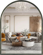 WallBeyond Black Vintage Mirror for Vanity 28x36 Inch, Gold Antique Mirror with Ornate Beaded Frame for Bathroom, Living Room, Fireplace, Entryway