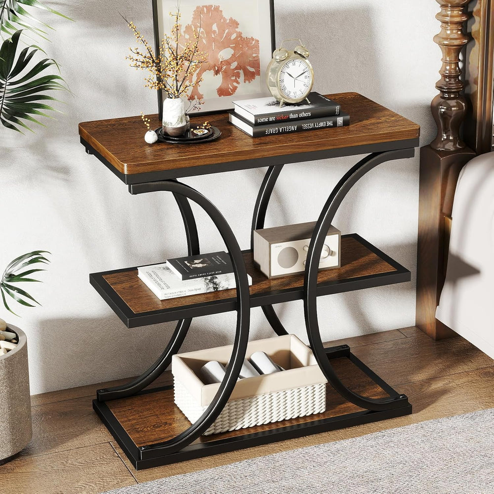 BECHAEO 24" End Tables Living Room, Industrial 3-Tier Small Side Table w...