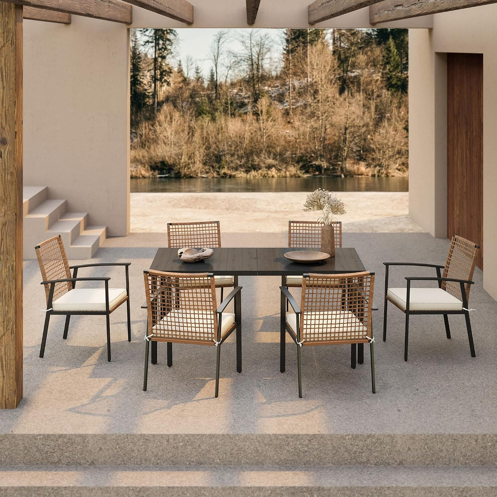 LAUSAINT HOME 7 Pieces Patio Dining Set, Outdoor Furniture Set of 6 Chairs wi...