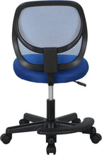 Amazon Basics Kids Adjustable Height Mesh Low-Back Swivel Desk Chair with Footrest, Rolling Study Chair, Armless, Blue
