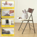 Folding table and chair set, dining table with extra large storage space and 4 universal wheels, matched with padded steel frame folding chairs, space-saving dining table and 4 chairs (White)